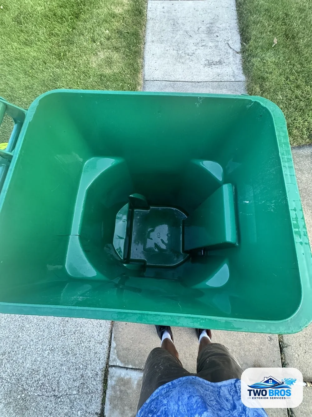Garbage can interior after cleaning, bright and free of grime