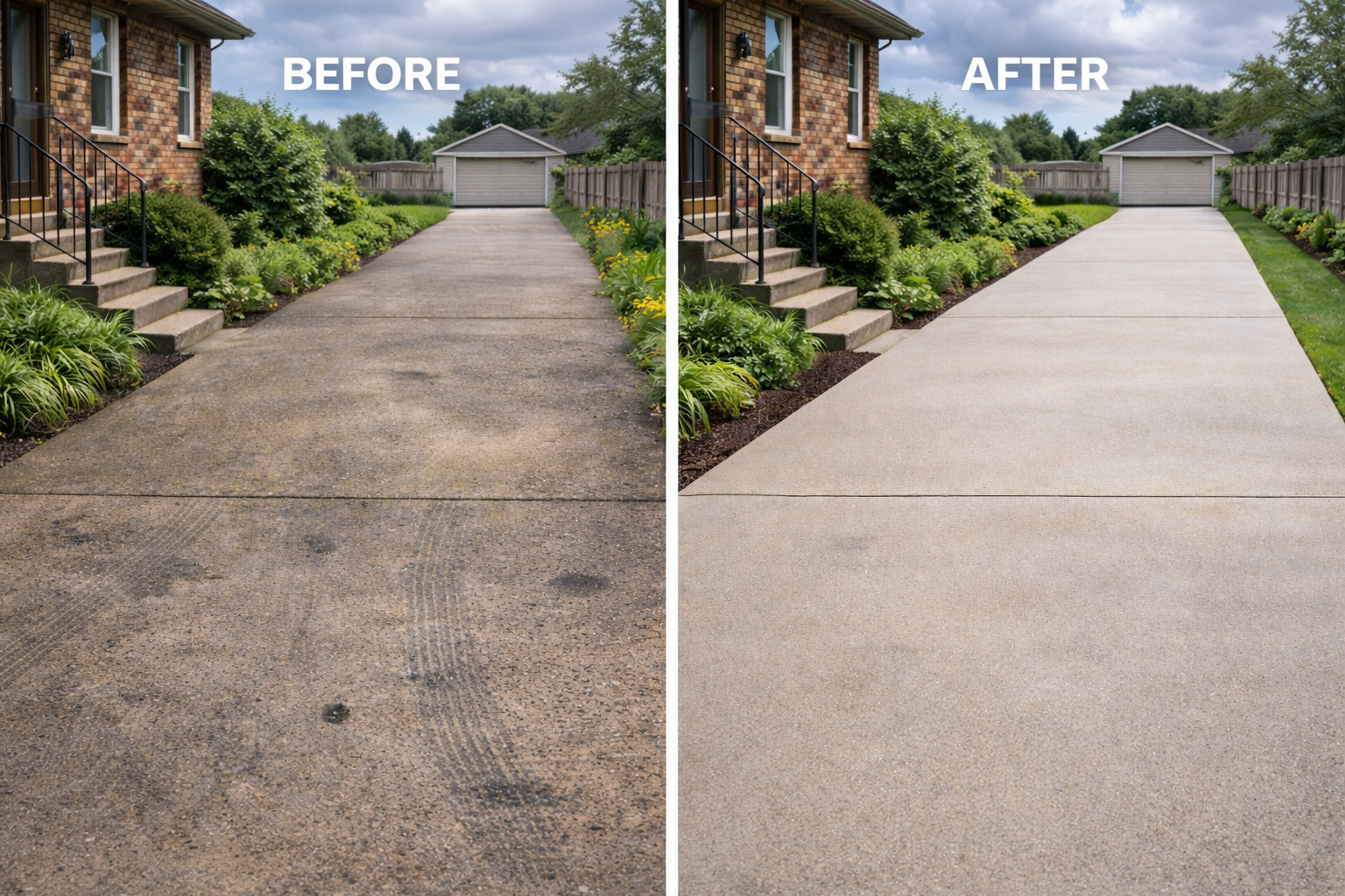 Driveway cleaning before and after placeholder